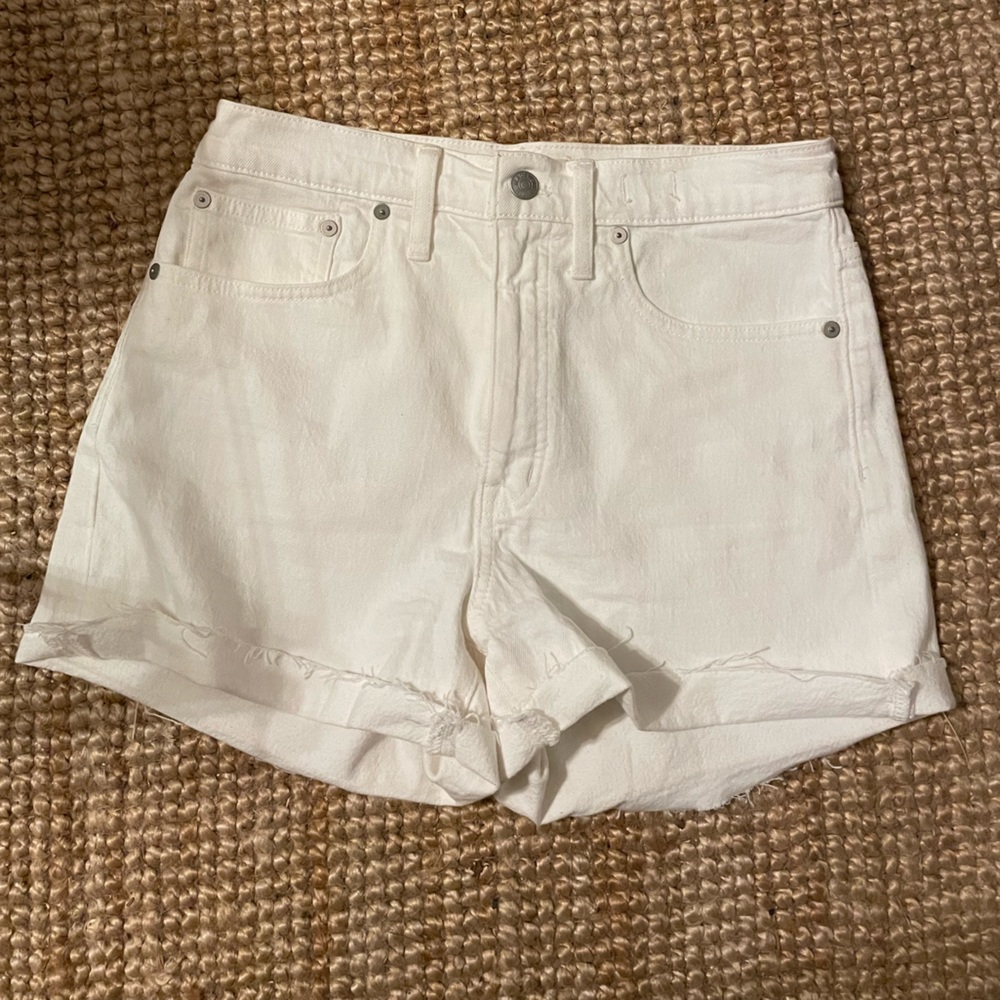 Madewell white denim shorts